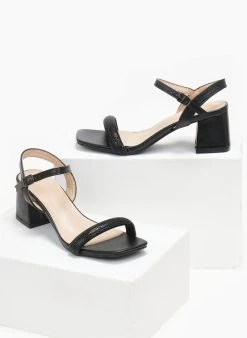 The Fashion Project Πέδιλα με στρας σε καρέ γραμμή - Μαύρο -Κατάστημα TheFashionProject pedila me strass se kare grammi 110590 3z4x