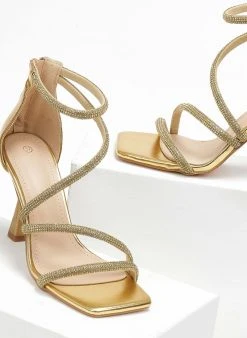 The Fashion Project Πέδιλα με στρας Mettalic - Χρυσό -Κατάστημα TheFashionProject pedila me strass se metallikes apoxrwseis 110756 o7bu