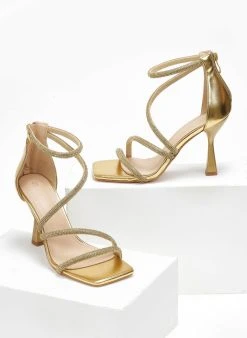 The Fashion Project Πέδιλα με στρας Mettalic - Χρυσό -Κατάστημα TheFashionProject pedila me strass se metallikes apoxrwseis 110756 uby2