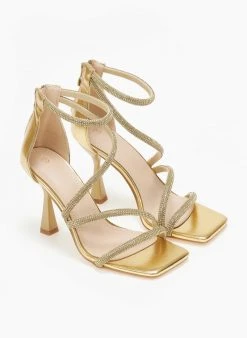 The Fashion Project Πέδιλα με στρας Mettalic - Χρυσό -Κατάστημα TheFashionProject pedila me strass se metallikes apoxrwseis 110756 zew8