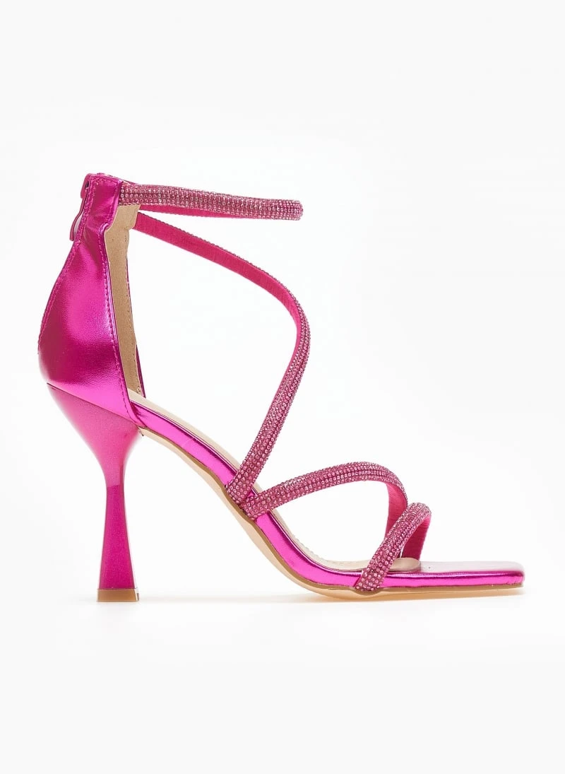 The Fashion Project Πέδιλα με στρας Mettalic - Φούξια 3 The Fashion Project Πέδιλα με στρας Mettalic - Φούξια