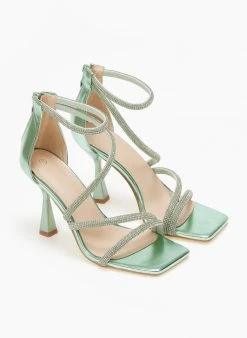The Fashion Project Πέδιλα με στρας Mettalic - Μέντα -Κατάστημα TheFashionProject pedila me strass se metallikes apoxrwseis 110758 9nh3