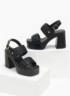 WALK ME Πέδιλα με σχέδιο ψάθα Xti 141256 - Μαύρο -Κατάστημα TheFashionProject pedila me sxedio psatha xti 141256 110484 6djs