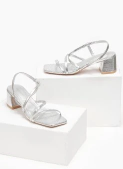 The Fashion Project Πέδιλα με χαμηλό τακούνι και Print - Ασημί -Κατάστημα TheFashionProject pedila me xamilo takouni kai print 111051 0506