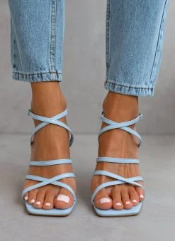 The Fashion Project Πέδιλα με μπαρέτα και χιαστί δέσιμο - Γαλάζιο -Κατάστημα TheFashionProject pedila me xiasti desimo 103826 ilbj