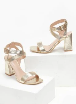 The Fashion Project Πέδιλα με χιαστί φάσες - Χρυσό -Κατάστημα TheFashionProject pedila me xiasti fases 111654 fxb1