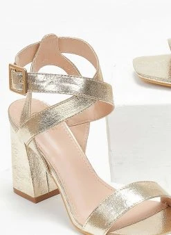 The Fashion Project Πέδιλα με χιαστί φάσες - Χρυσό -Κατάστημα TheFashionProject pedila me xiasti fases 111654 ka7d