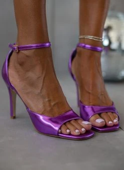 The Fashion Project Πέδιλα με μπαρέτα - Magenta -Κατάστημα TheFashionProject pedila metallize me mpareta 106905 o104