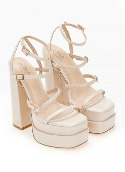 The Fashion Project Πέδιλα Platform λουστρίνι με λεπτά λουράκια - Μπεζ -Κατάστημα TheFashionProject pedila platform loustrini me lepta lourakia 103913 zifj