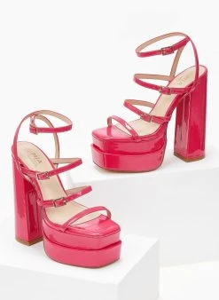 The Fashion Project Πέδιλα Platform λουστρίνι με λεπτά λουράκια - Φούξια -Κατάστημα TheFashionProject pedila platform loustrini me lepta lourakia 103914 kvu3