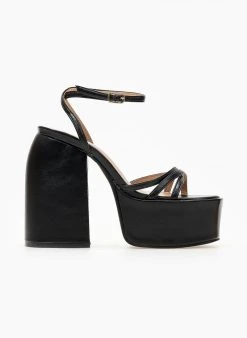 The Fashion Project Πέδιλα με φιάπα και Crossover λουράκια - Μαύρο -Κατάστημα TheFashionProject pedila platform me mpareta 103655 3tzb