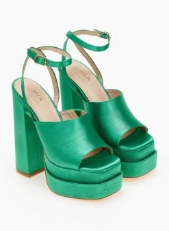 The Fashion Project Πέδιλα με φιάπα υφασμάτινα - Πράσινο 8 The Fashion Project Πέδιλα με φιάπα υφασμάτινα - Πράσινο -Κατάστημα TheFashionProject pedila platform saten me fardia fasa 103893 sunb