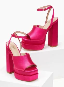 The Fashion Project Πέδιλα με φιάπα υφασμάτινα - Φούξια -Κατάστημα TheFashionProject pedila platform saten me fardia fasa 103894 64b7