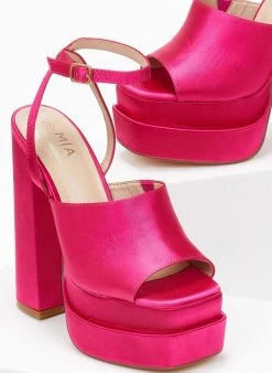 The Fashion Project Πέδιλα με φιάπα υφασμάτινα - Φούξια -Κατάστημα TheFashionProject pedila platform saten me fardia fasa 103894 m5dc