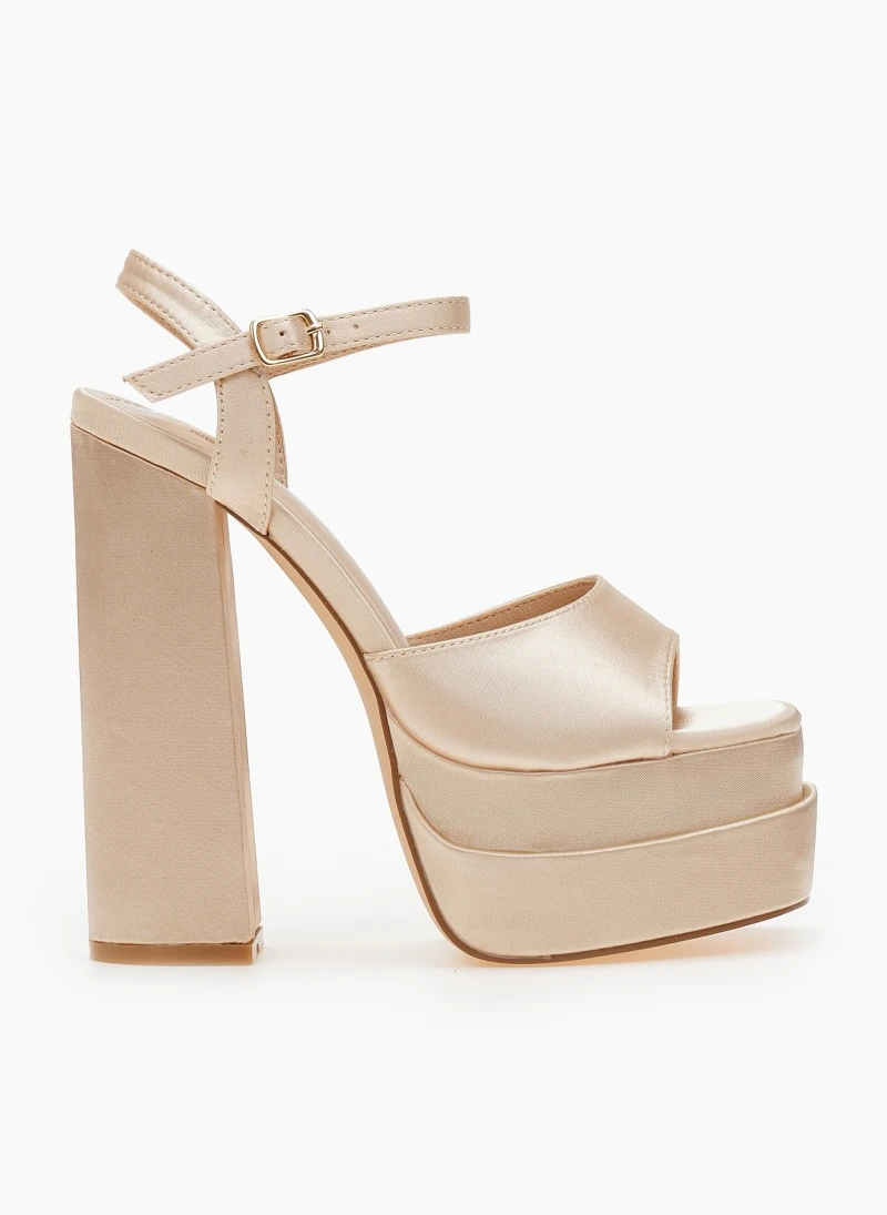 The Fashion Project Πέδιλα Platform σατέν με μπαρέτα - Μπεζ 3 The Fashion Project Πέδιλα Platform σατέν με μπαρέτα - Μπεζ