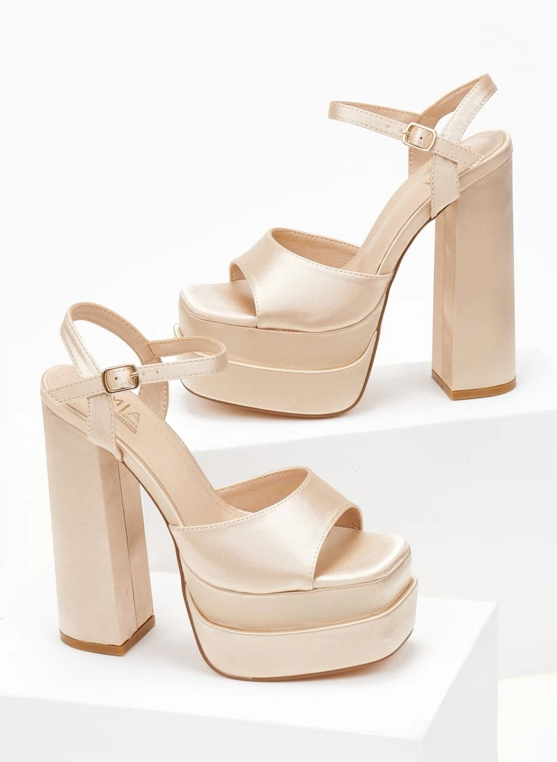 The Fashion Project Πέδιλα Platform σατέν με μπαρέτα - Μπεζ 4 The Fashion Project Πέδιλα Platform σατέν με μπαρέτα - Μπεζ - Image 2