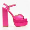 The Fashion Project Πέδιλα Platform σατέν με μπαρέτα - Φούξια -Κατάστημα TheFashionProject pedila platform saten me mpareta 103904 8sgv