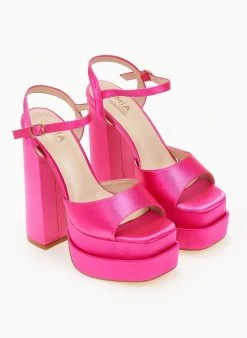 The Fashion Project Πέδιλα Platform σατέν με μπαρέτα - Φούξια -Κατάστημα TheFashionProject pedila platform saten me mpareta 103904 z8uu