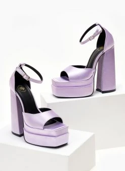 Πέδιλα με φιάπα υφασμάτινα Tfp - Λιλά -Κατάστημα TheFashionProject pedila platform saten tfp me mpareta 104445 724x