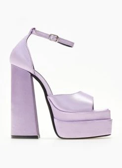 Πέδιλα με φιάπα υφασμάτινα Tfp - Λιλά -Κατάστημα TheFashionProject pedila platform saten tfp me mpareta 104445 biur