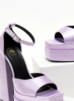Πέδιλα με φιάπα υφασμάτινα Tfp - Λιλά -Κατάστημα TheFashionProject pedila platform saten tfp me mpareta 104445 okzo