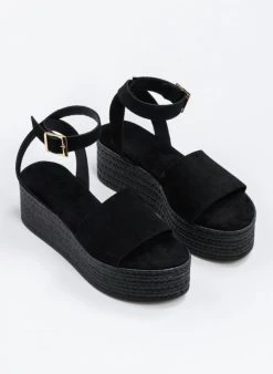 The Fashion Project Flatforms δερμάτινα με μπαρέτα - Μαύρο -Κατάστημα TheFashionProject pedila platformes apo kastori derma 91920 kt14