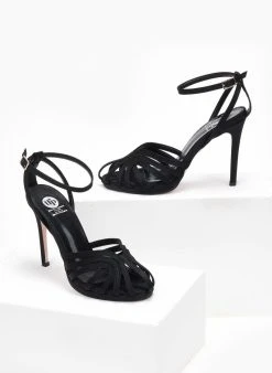 Πέδιλα με μπαρέτα υφασμάτινα ρετρό Tfp - Μαύρο -Κατάστημα TheFashionProject pedila retro saten me mpareta tfp 108631 4rai