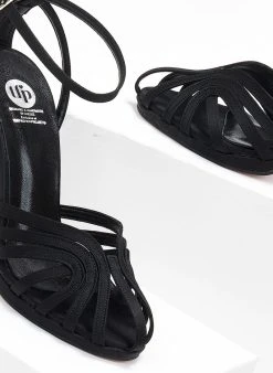 Πέδιλα με μπαρέτα υφασμάτινα ρετρό Tfp - Μαύρο -Κατάστημα TheFashionProject pedila retro saten me mpareta tfp 108631 naxf