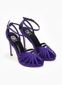 Πέδιλα με μπαρέτα υφασμάτινα ρετρό Tfp - Μωβ -Κατάστημα TheFashionProject pedila retro saten me mpareta tfp 108633 9nsm