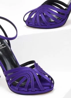 Πέδιλα με μπαρέτα υφασμάτινα ρετρό Tfp - Μωβ -Κατάστημα TheFashionProject pedila retro saten me mpareta tfp 108633 ogsh