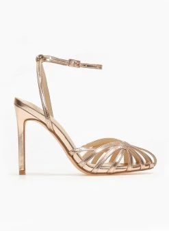 The Fashion Project Πέδιλα με μπαρέτα σε μεταλλικές αποχρώσεις - Χαλκός