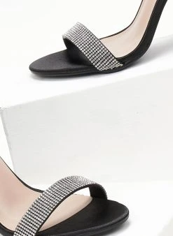 The Fashion Project Πέδιλα με μπαρέτα και στρας - Μαύρο -Κατάστημα TheFashionProject pedila saten me idiaitero takouni 107241 dpde