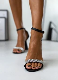 The Fashion Project Πέδιλα με μπαρέτα και στρας - Μαύρο -Κατάστημα TheFashionProject pedila saten me idiaitero takouni 107241 tj69