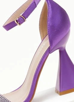 The Fashion Project Πέδιλα με μπαρέτα και στρας - Μωβ -Κατάστημα TheFashionProject pedila saten me idiaitero takouni 107242 5eiv