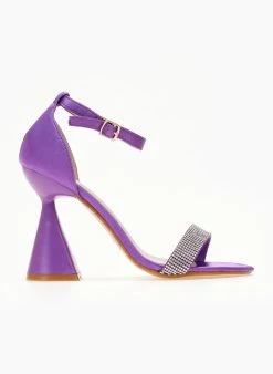 The Fashion Project Πέδιλα με μπαρέτα και στρας - Μωβ -Κατάστημα TheFashionProject pedila saten me idiaitero takouni 107242 kww4