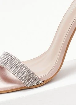 The Fashion Project Πέδιλα με μπαρέτα και στρας - Σομόν -Κατάστημα TheFashionProject pedila saten me idiaitero takouni 107243 uxxj