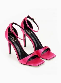 The Fashion Project Πέδιλα με μπαρέτα υφασμάτινα - Φούξια -Κατάστημα TheFashionProject pedila saten me mpareta 103898 eleh