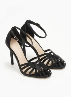 The Fashion Project Πέδιλα με μπαρέτα υφασμάτινα - Μαύρο -Κατάστημα TheFashionProject pedila saten me mpareta 110600 3jad