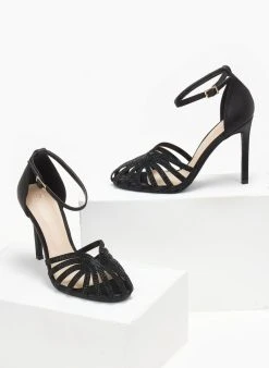 The Fashion Project Πέδιλα με μπαρέτα υφασμάτινα - Μαύρο -Κατάστημα TheFashionProject pedila saten me mpareta 110600 mxbd