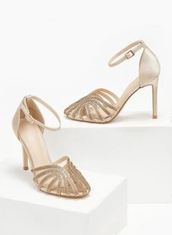 The Fashion Project Πέδιλα με μπαρέτα υφασμάτινα - Χρυσό -Κατάστημα TheFashionProject pedila saten me mpareta 110601 5ks1