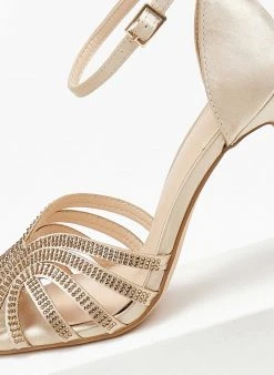 The Fashion Project Πέδιλα με μπαρέτα υφασμάτινα - Χρυσό -Κατάστημα TheFashionProject pedila saten me mpareta 110601 wu85