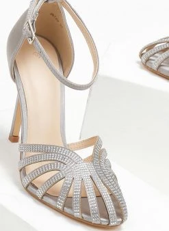 The Fashion Project Πέδιλα με μπαρέτα υφασμάτινα - Ασημί -Κατάστημα TheFashionProject pedila saten me mpareta 110602 i566