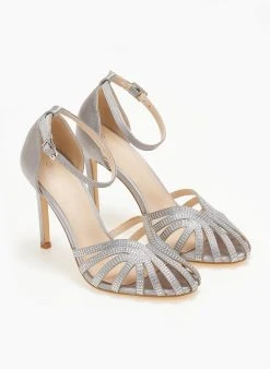 The Fashion Project Πέδιλα με μπαρέτα υφασμάτινα - Ασημί -Κατάστημα TheFashionProject pedila saten me mpareta 110602 r4w4