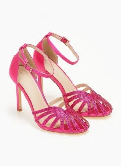 The Fashion Project Πέδιλα με μπαρέτα υφασμάτινα - Φούξια -Κατάστημα TheFashionProject pedila saten me mpareta 110603 k6ag