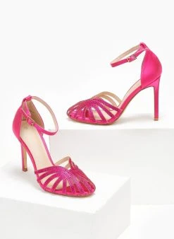 The Fashion Project Πέδιλα με μπαρέτα υφασμάτινα - Φούξια -Κατάστημα TheFashionProject pedila saten me mpareta 110603 woa1