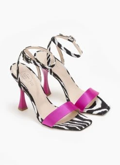 Πέδιλα με μπαρέτα και Print Tfp - Φούξια -Κατάστημα TheFashionProject pedila saten me mpareta kai print tfp 110923 bd3p