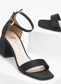 Πέδιλα με μπαρέτα σατέν Tfp - Μαύρο -Κατάστημα TheFashionProject pedila saten me mpareta tfp 110892 m7wl