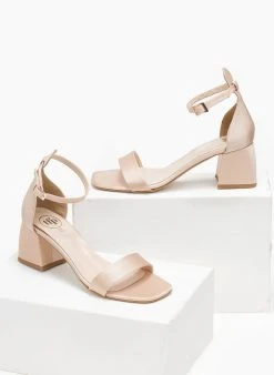 Πέδιλα με μπαρέτα σατέν Tfp - Nude -Κατάστημα TheFashionProject pedila saten me mpareta tfp 110893 mvuw