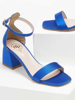 Πέδιλα με μπαρέτα σατέν Tfp - Μπλε σκούρο -Κατάστημα TheFashionProject pedila saten me mpareta tfp 110932 11y9