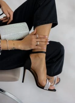 The Fashion Project Πέδιλα με στρας σατέν - Μαύρο -Κατάστημα TheFashionProject pedila saten me stras 110669 9j20